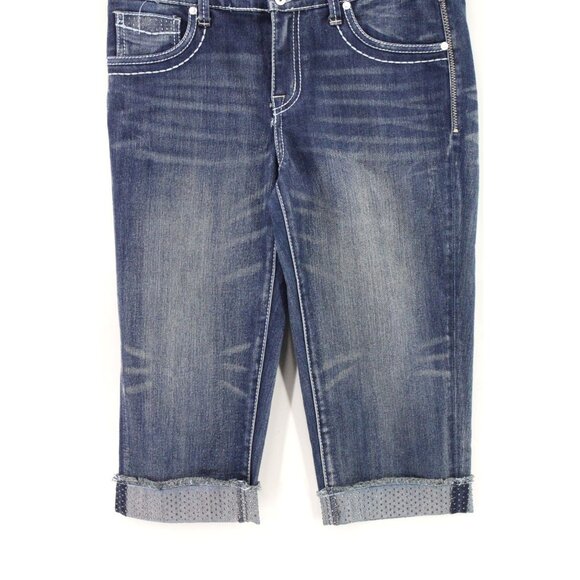INC Denim Cropped Jeans Womens Blue Medium Washed Thick Stitching Cotton Size 8 - Picture 3 of 8